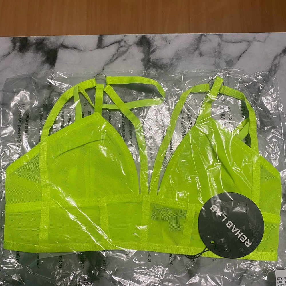 Rehab Lab lime green bralette